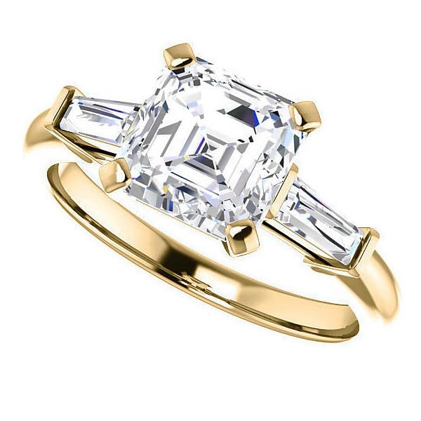 Generic 3.00 CT Asscher Cut Colorless Simulated Diamond Engagement Ring, Wedding/Bridal Ring, Sterling Silver Unique Vintage Antique Anniversary Promise Rings for Her, white2