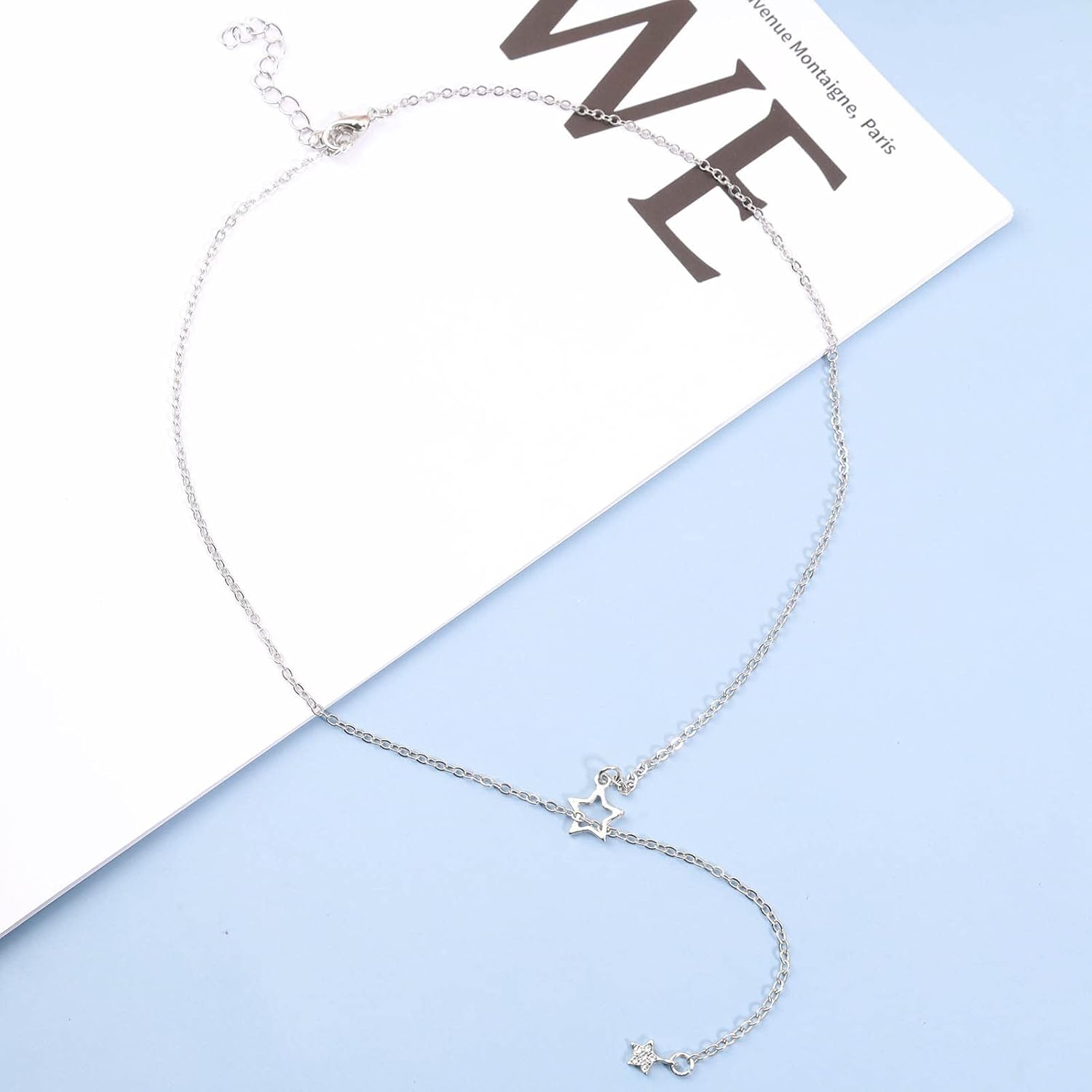 Boho Y Lariat Necklace Gold Crystal Star Drop Choker Cz Star Pendant Simple Chain Jewelry For Women And Girls - Image 3