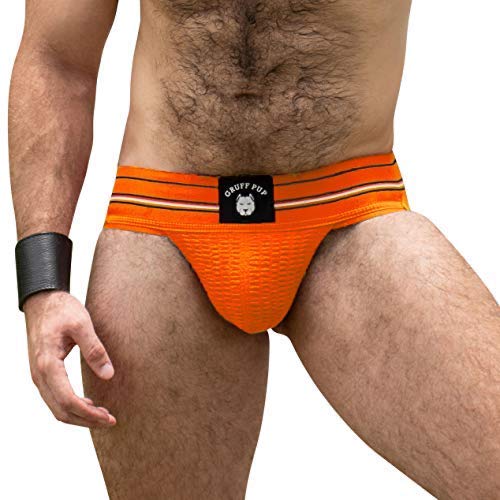Gruff Pup Quarterback Jockstrap - Solar Orange UV - Medium - Thumbnail 2