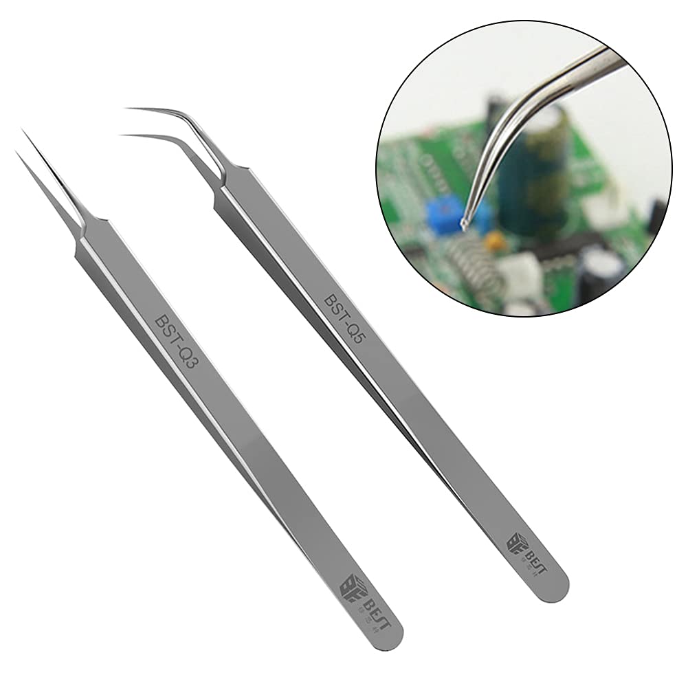 Pinzette in acciaio inox extra fine con punte curve per laboratorio