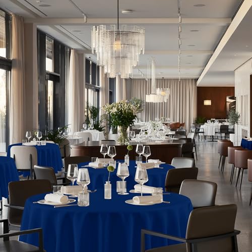 Image of sancua Round Tablecloth 90 Inch Diameter, 8 Pack - Circle Polyester Fabric Table Cloth for Wedding Party Reception Banquet Birthday, Washable Formal Table Cover (Fit 30-72 Inch Tables), Navy Blue