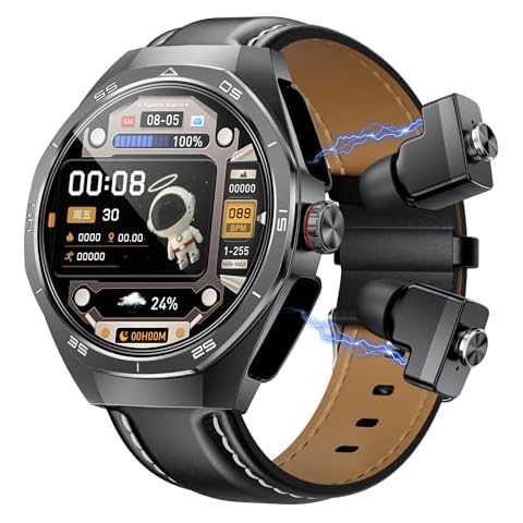 ATEVIX Smart Watch with Wireless Earbuds, Bluetooth Call Watches for Men 1.53" Steel Material Ultra-Thin Body 9D Sound Effects,Fitness Tracker Sports Watch, Compatible iPhone Android Cover