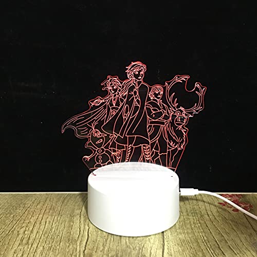 Hermano 3D Led Dimmable Night Light For Kids, Bedside Lamp With 7 Changing Color By Touch Button Or Remote Control.beautiful Gift For Birthday,Christmas. Kids Favorites. (Frozen Family) #TOP2