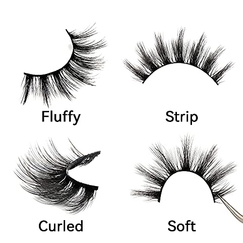 Brieve 18Mm 5 Pairs 3D False Eyelashes Pack Fluffy Thick Curled Faux Mink Lashes Strip Lash Natural Look Makeup Tools(3Dx05) #TOP2