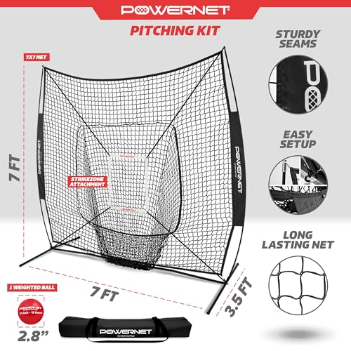 image for PowerNet Baseball & Softball Practice Net 7x7 FT with Accessories for 