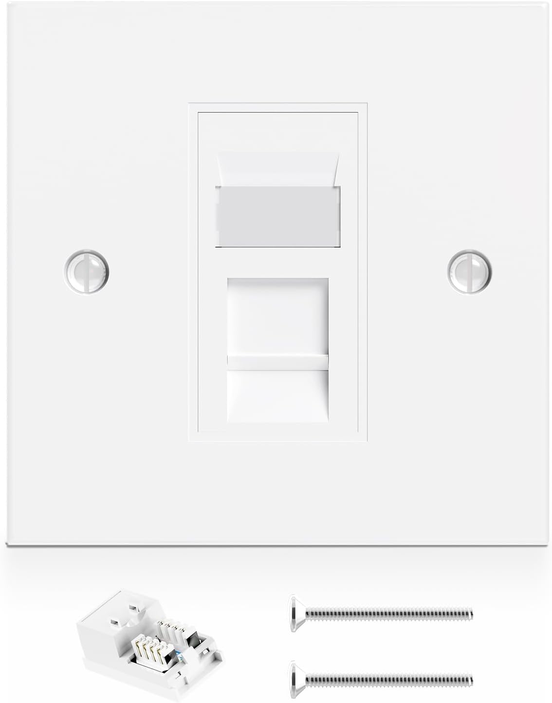 VCELINK RJ45 Socket Cat6 Ethernet Wall Socket with Keystone Jack, Cat6 Wall Plate Single Port Faceplate Flat Data Socket for CAT6/CAT5E/CAT5 Network Cables