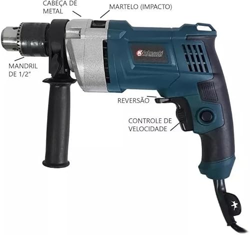 Furadeira De Impacto 1000w Parafusadeira 13mm 28 Pçs Com Maleta (110, Volts)