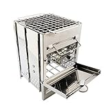 Inklusive Grillrost Fransande Tragbarer Campingkocher für den Außenbereich, Picknick, Grill, Edelstahl, zusammenklappbar, Backpacking-Herd, Grill, Brennofen