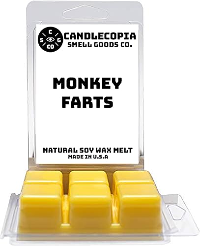Monkey Farts - Cera vegana vertida a mano fuertemente perfumada, 12 cubos de cera perfumada, 6.4 onzas en 2 paquetes de 6 unidades