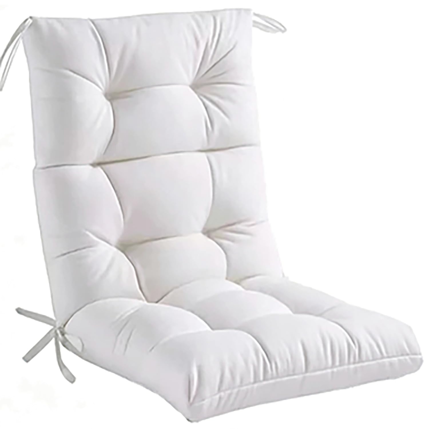 Hochlehner Auflage Wasserdicht 110x50cm - Gartenstuhl Sitzkissen mit Bändern - Dickes PP-Baumwoll Gefülltes Tufted Kissen für Outdoor Schaukel- & Loungesessel(Weiß)