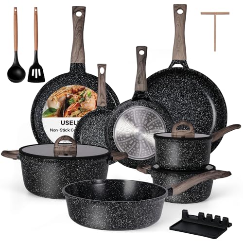 22-Piece Black Granite Ceramic Set