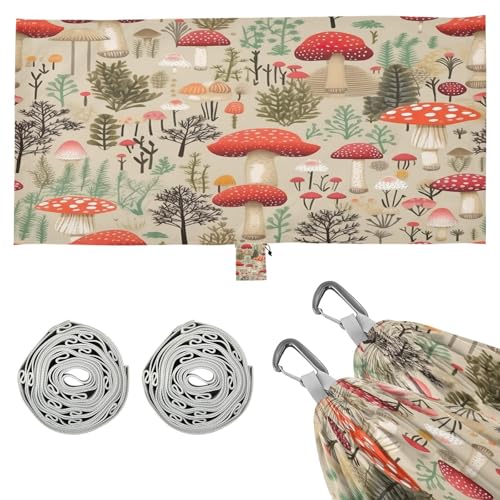 SDMKA Mushrooms Camping Hammock, 330 lbs with 2 Tree Straps, Carry Bag, Single Portable Hammock for Outdoor/Indoor, Hiking, Beach, Backpacking, Travel