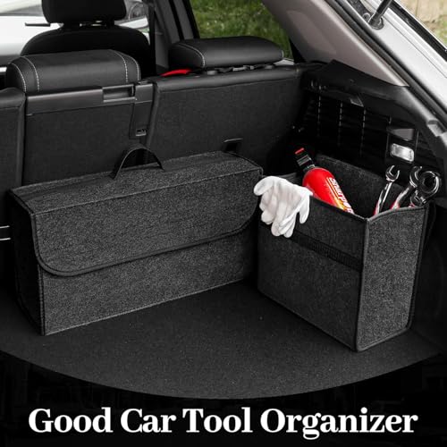 Einesin Auto Kofferraumtasche aus Filz mit Klett Fixierung Kfz Kofferraum Organizer Tasche, Filz Auto box kofferraumtasche Toolbag - Geeignet für alle Fahrzeuge