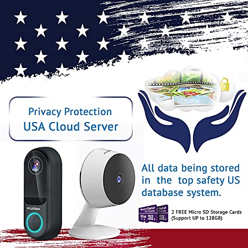 Laview Security Cameras Outdoor Video Doorbell Wired With Home Security Cameras Bundle Include 32 Gb Sd Card Two-Way Audio, Night Vision,Wifi Home Indoor For Baby/Pet,Alexa, Usa Cloud Service #TOP1