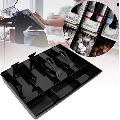 Image of Cash Tray Organizer for Shops, Portable cash counter, ABS Plastic Manual Money Box Plastic cash drawer organizer tray, cashier drawer box with coin slot, bill counter cash box (4 SLOT)