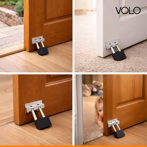 Image of Volo Stainless Steel Door Stopper 3 Inches Silver, Black (Pack of 4)