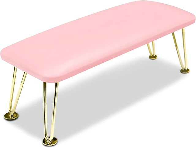 AONOLOVO Big Nail Arm Rest, Non Slip Nail Hand Rest Microfiber Leather Manicure Hand Rest for Nails Tech Use (Pink)