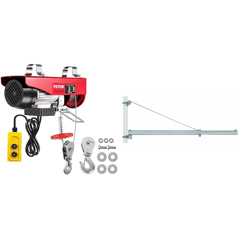 VEVOR Paranco Elettrico 550W 300kg, Strumento di Paletta Elettrico Leva del Carrello Elevatore Elettrico 12m & Einhell SA 1100 Braccio estensibile per paranco
