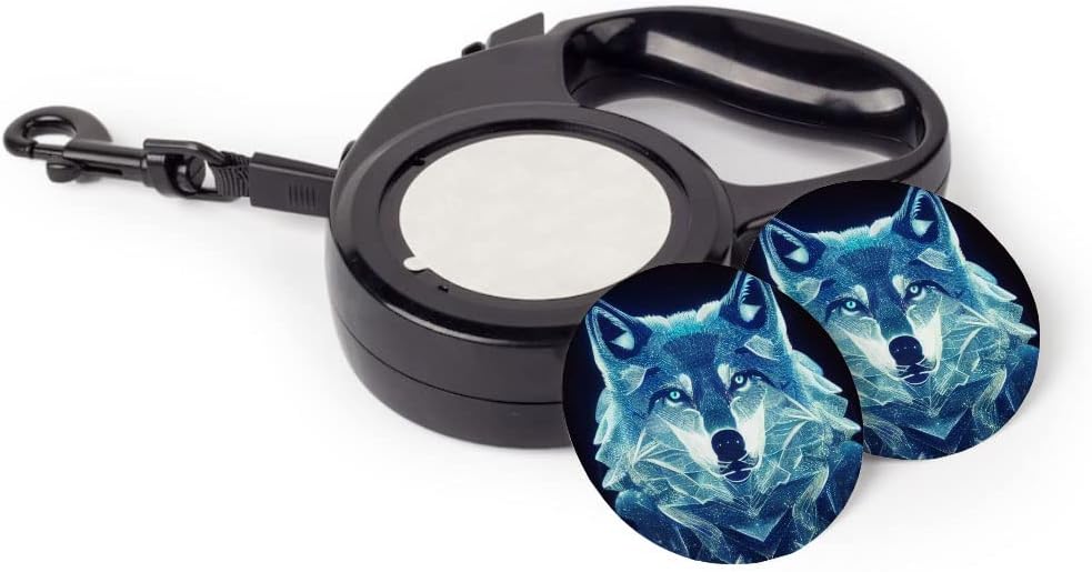 Beautiful Wolf Art Retractable Pet Leash - Printed Leash - Glass Wolf Dog Leash - 118 inches