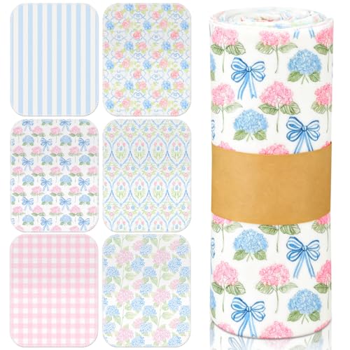 Noveread 36 Pack Reusable Kitchen Cloths Cotton Towels, Pastel Hydrangea