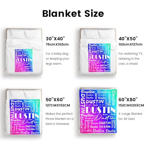 Name Blanket Personalized Name Blanket Customized Blanket with Name Text for Adult Kid Birthday Christmas Mothers Fathers Valentines Day Gift