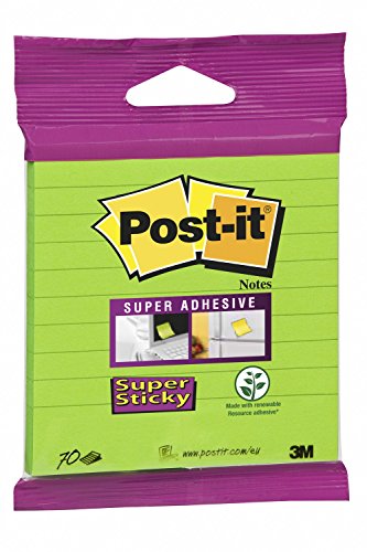 Post-it XL-SLL - Foglietti promemoria adesivi, 100 x 100 mm, a righe, verde neon, 70 fogli
