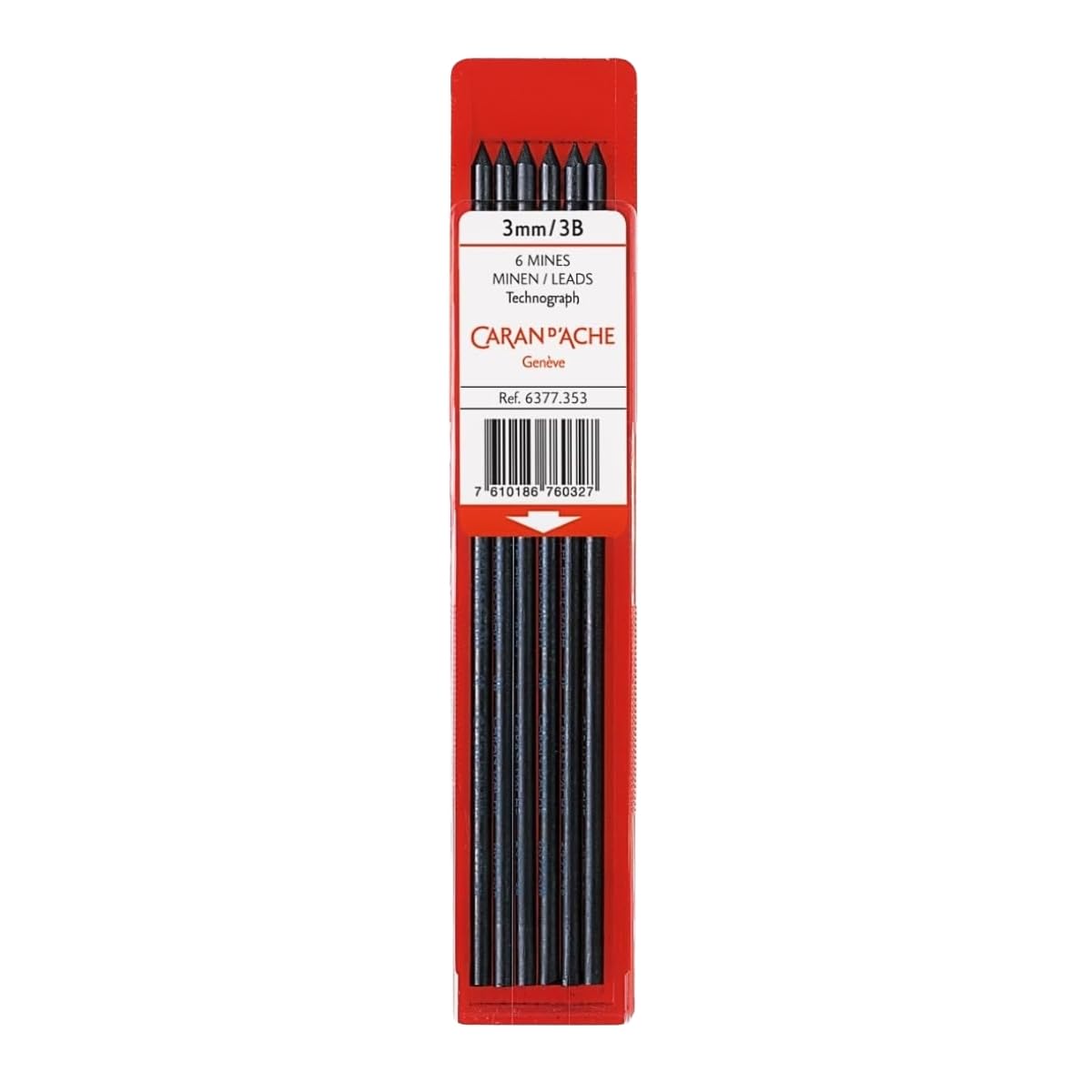 Caran D'ache Technograph 3mm 3B Graphite Leads for fix Pencil Swiss Made (6377.353)