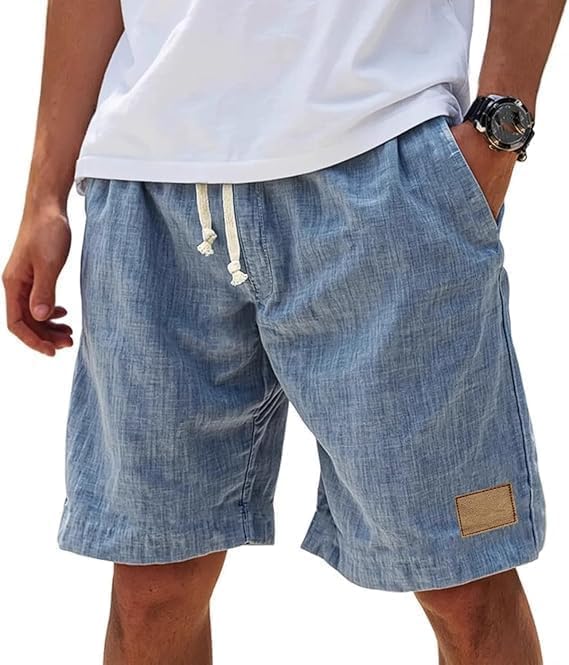 Hawyet Mokaloha Shorts for Men Lightweight 5 Inch Inseam Cotton Linen Summer Beach Shorts Casual Comfort Holiday Short