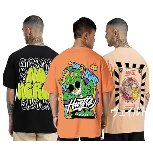 Veirdo® Black,Orange,Beige Oversized Baggy Fit Drop Shoulder Half Sleeves Round Neck Printed Pure Cotton T-Shirt for Men(PO3_OS_V_NOMRCY_HSLOR_RMNBG_L)