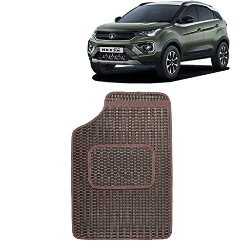 Image of Kingsway Dotted Design Car Floor Foot Mats Universal Fit for Tata Nexon, Model Year : 2020 Onwards, Water and Dustproof, Color Brown, Set of 5 Pieces