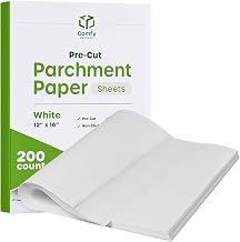 [12 x 16 Inch - 200 Count] Precut Baking Parchment Paper Sheets Non-Stick Sheets for Baking & Cooking - White