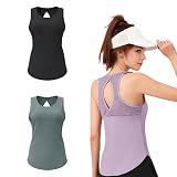VOSHOME 3 PCS Playeras Blusas Deportivas Mujer, Tops Deportivas de Mujer, Camisetas de Entrenamiento, Camisas de Ropa...