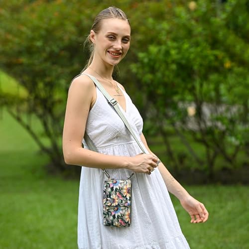 Anuschka Wanderlust Luxe Fabric Collection Women's Vegan RFID Blocking Phone Organizer Wallet - Floral Passion3