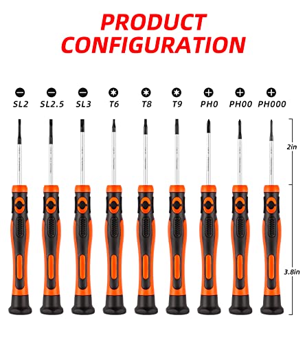 Difflife Precision Screwdriver Set 9-Piece Durable Chrome Vanadium Steel Shaft, Magnetic Tip, Ergonomic Grip, And Swivel End Cap (9-Piece) #TOP1