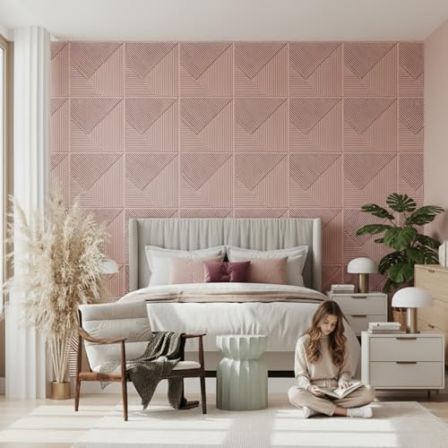 Image of Kayra Decor Wall Panels for Bedroom PVC Fluted Design Blush Pink Color 19.7 inch x 19.7 inch (Pack of 40) - Covers 107.80 Sq. Ft.
