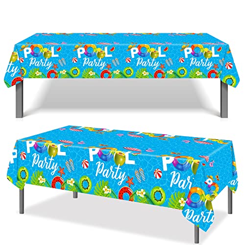 Augisteen 1 Pcs Pool Party Plastic Tablecloths Summer Pool Disposable Table Covers Summer Beach Rectangular Tablecloths Hawaiian Party Table Covers For Birthday Holiday Party Table Decor, 54" X 108" #TOP3