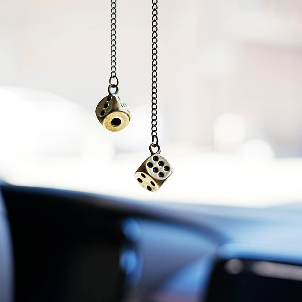 AMIORO Creative Hanging Dice with Dots Car Metal Pendant