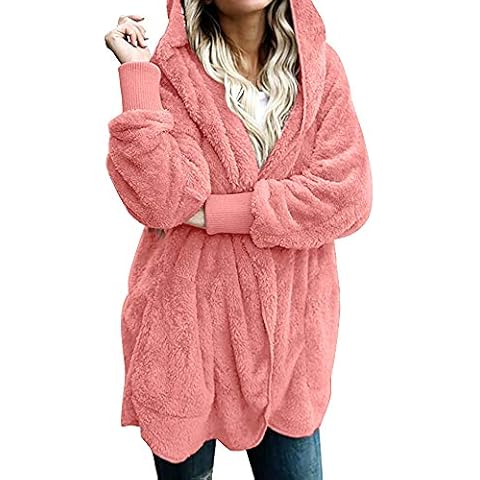 Linkay Tops Women Ladies Cardigan Coat Long Sleeve Winter Coat Wool Jacket Parka Outwear 2018 Pink Cover