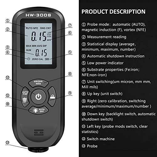 Medidor de espesor HW-300S digital 0.01mm miniatura 4