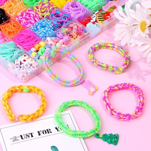 DTYDECLE 2700+ Loom Bänder Set für Armbänder, Loops Gummis Bänder Loom Rubber Bands Kit Kinder Basteln für Junge und Mädchen