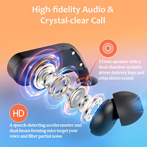 Bluetooth Headphones Wireless Earbuds 90H Playtime With 2200Mah Charging Case Dual Power Display Ear Buds Waterproof Over Ear Earphones With Earhooks For Sport Workout Laptop Tv Computer Phone Black #TOP4