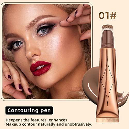 3Pcs Body&Face Creamy Contour Beauty Stick,Face Blush Wand With Cushion Applicator,Shimmer Liquid Highlighter Makeup Stick,Long Lasting And Water-Resistant Smooth Moisturize Gliding Face Makeup.#124 #TOP2