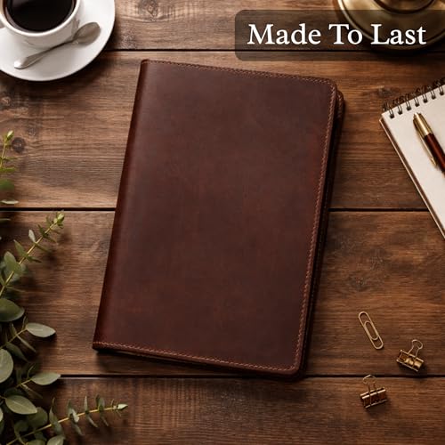 Couverture pour agenda A5 en cuir marron résistant pour protéger vos notes de bureau - 2