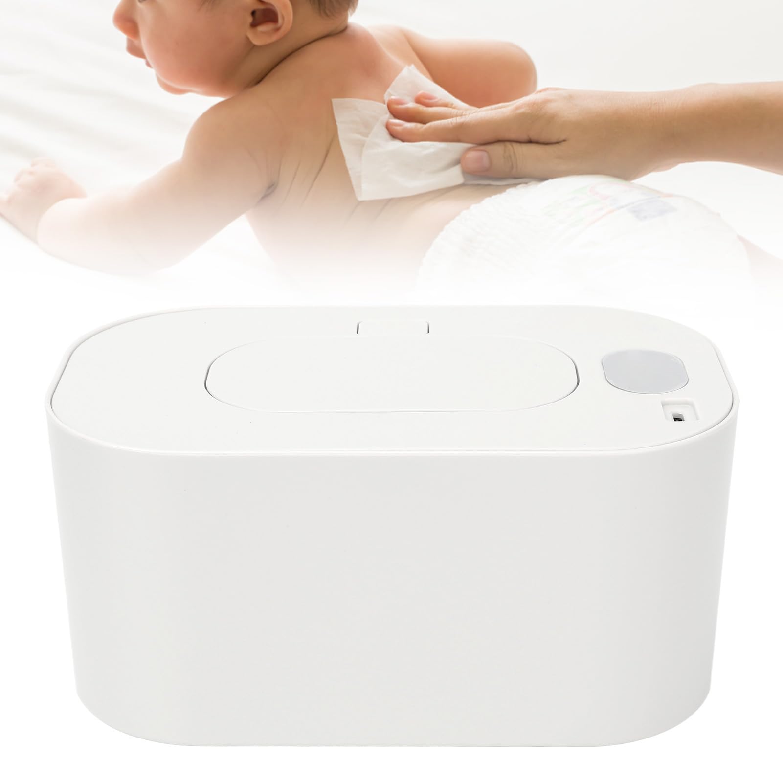 Wakects Chauffe-lingettes Humides Portable pour bébé PP ABS Silicone 10 W Température Constante Grande capacité Verrouillage de l'humidité pour Chambre d'enfant, Maison, Voyage (WHITE)