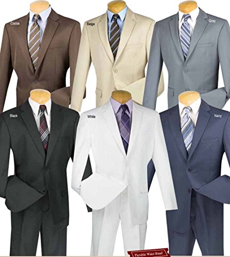 Vinci 2 Button Single Breasted Classic Fit Gabardine Suit 2Aa-Gray-44R #TOP1