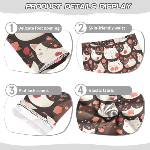 Cute Cats Girls' Leggings Toddler Doodles Red Roses Kids Yoga Pants Dance Active Tights 4T3