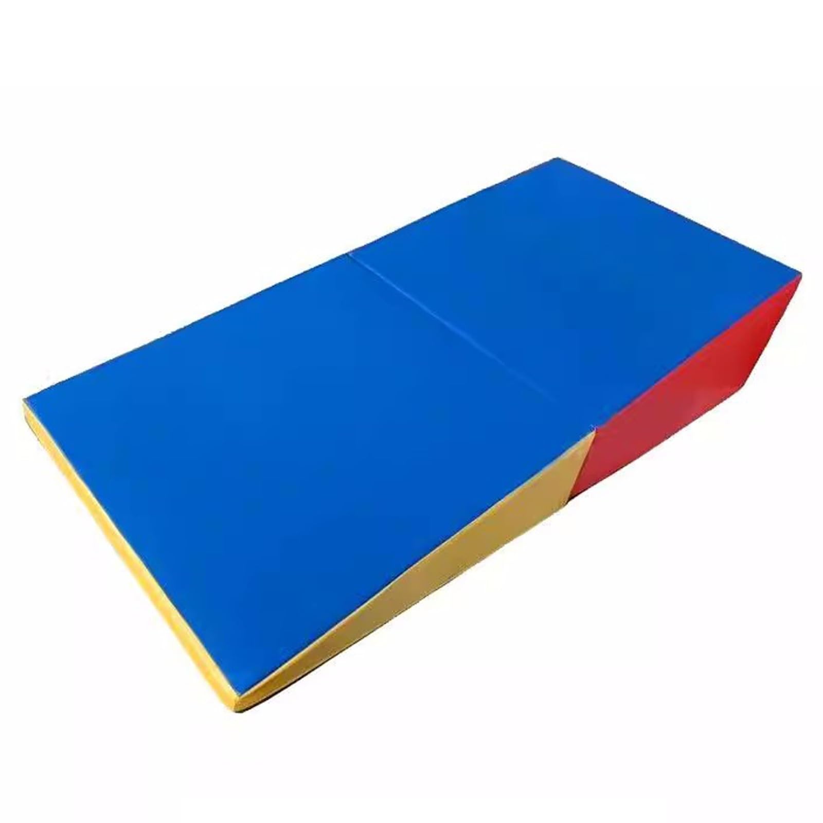 TINGMIAN Gym Tumbling Mat Cheese Wedge Anti Slip Foldable Folding Incline Gymnastics for Sports Skill Training(Blue yellow red,120x60x35cm)