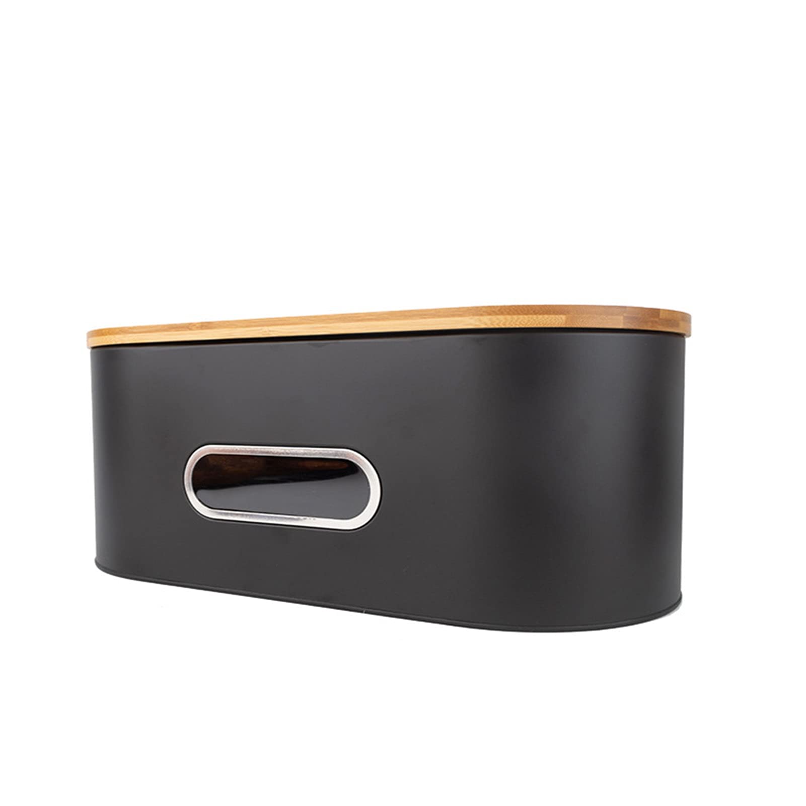 Metalowy czarny chlebak z deską do krojenia duży pojemnik na chleb w stylu wiejskim (43 x 20 x 18 cm)
