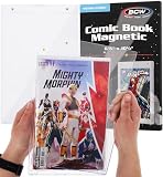 BCW Current Comic Book - Vitrina magnética de 2 piezas con protección UV con imanes dorados y soporte de pared con dientes de sierra, se adapta a cómics de la era moderna en bolsas y embarcados