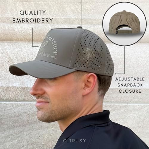 Image of CITRUSY Athletic Trucker Golf Hat | Performance Mens 5 Panel Cap | Cool Breathable Waterproof Workout Running Snapback